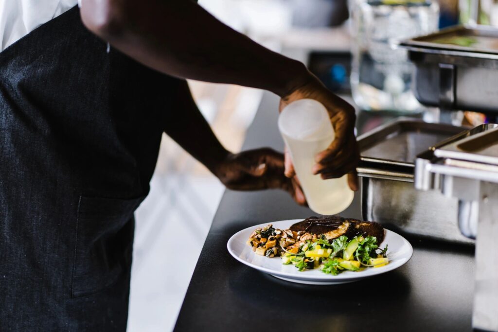 Garnishing a plate